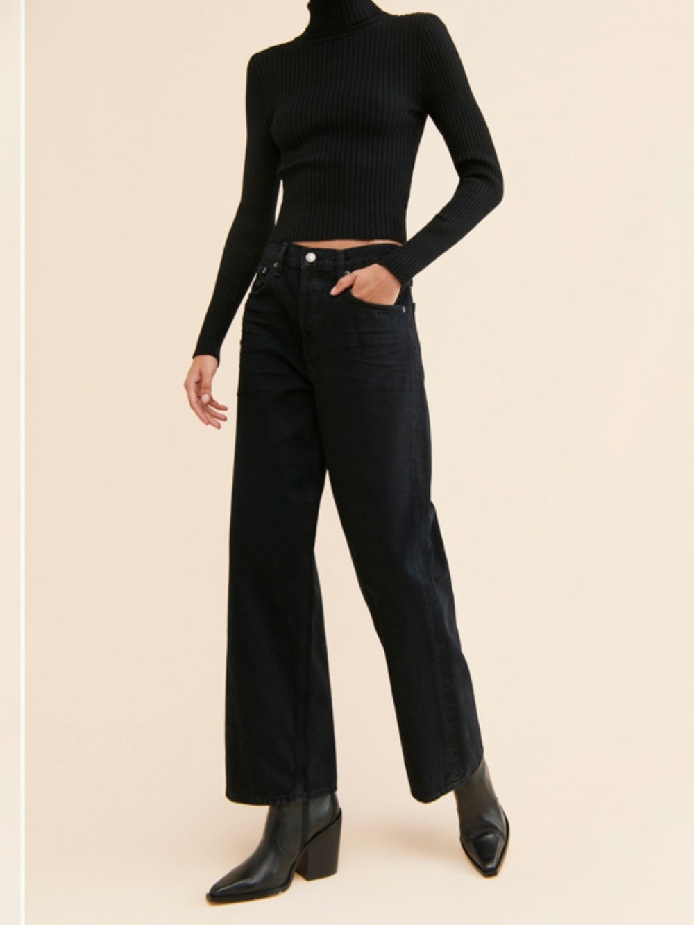 Agolde Wide Leg Jeans in Black